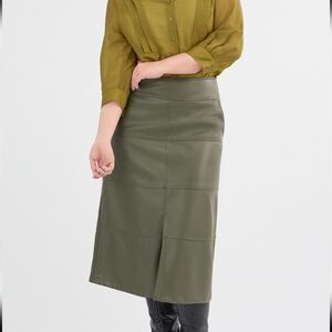 Cabi 2024 kick it skirt - faux leather a-line midi skirt